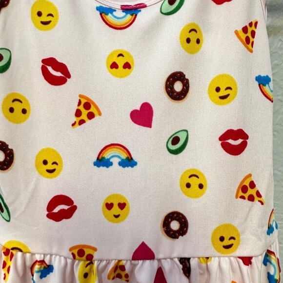 Dot Dot Smile Toddler Pink Emoji Print Rainbow Pizza Lips Heart Tank Dress 12/24 - Picture 2 of 5